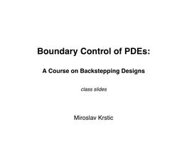 Boundary Control of Pdes