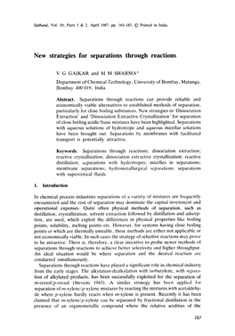 New Strategies for Separations Through Reactions