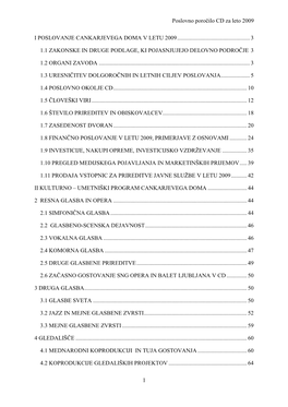 Poslovno Poroĉilo CD Za Leto 2009 1 I POSLOVANJE