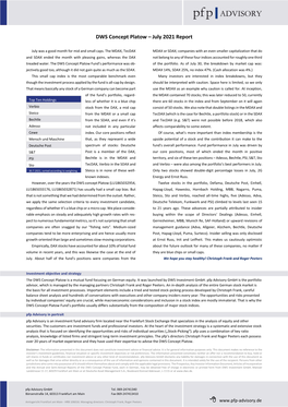 DWS Concept Platow – July 2021 Report