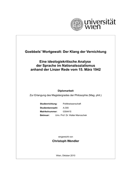 Goebbels' Wortgewalt