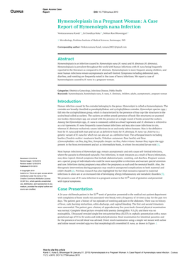 Hymenolepiasis in a Pregnant Woman: a Case Report of Hymenolepis Nana Infection