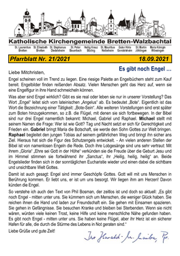 Pfarrblatt Nr. 20/2021 28.08.2021 Der Weg Des Friedens