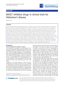 BACE1 Inhibitor Drugs in Clinical Trials for Alzheimer's Disease