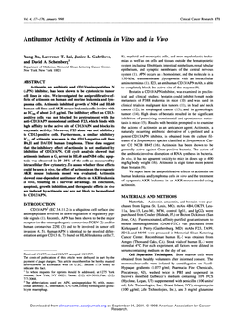 Antitumor Activity of Actinonin in Vitro and in Vivo