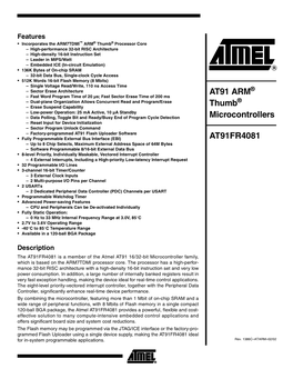 Atmel AT91FR4081 Datasheet