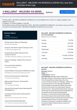 BALLARAT - MILDURA VIA BENDIGO & SWAN HILL Bus Time Schedule & Line Map