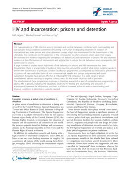 HIV and Incarceration: Prisons and Detention Ralf Jürgens1*, Manfred Nowak2 and Marcus Day3