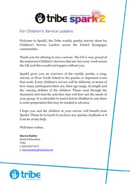 Tribe Spark2 for Children's Service Leaders LECH LECHA.Pdf