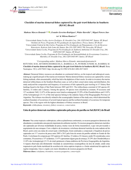 Checklist of Marine Demersal Fishes Captured by the Pair Trawl Fisheries in Southern (RJ-SC) Brazil