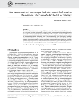 How to Construct and Use a Simple Device to Prevent the Formation of Precipitates When Using Sudan Black B for Histology