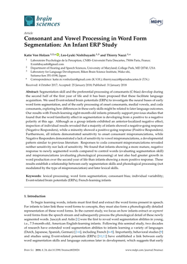 Consonant and Vowel Processing in Word Form Segmentation: an Infant ERP Study