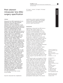 Intraocular Lens (IOL) Surgery Opaciﬁcation