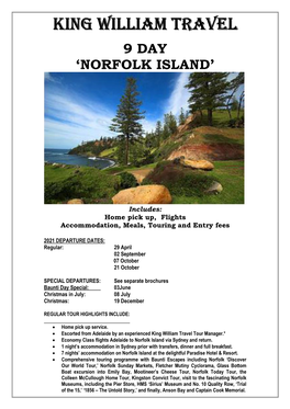 9 Day 'Norfolk Island'