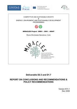 Report on Conclusions and Recommendations & Policy
