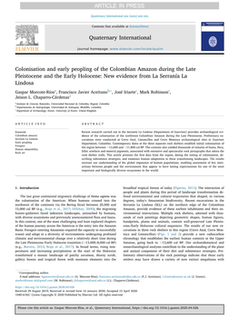 Quaternary International Colonisation and Early Peopling of The