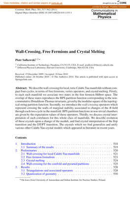 Wall-Crossing, Free Fermions and Crystal Melting