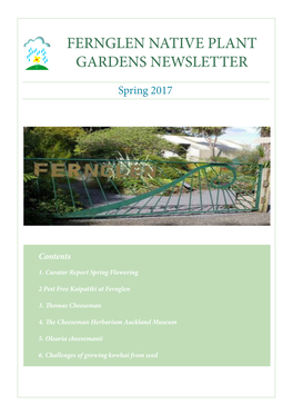 Fernglen Native Plant Gardens Newsletter