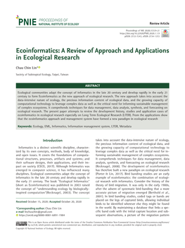 A Review of Approach and Applications in Ecological Research