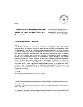 The Calculus of Public Corruption Cases: Hidden Decisions in Investigations and Prosecutions