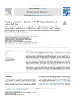 Timing and Dynamics of Glaciation in the Ikh Turgen Mountains, Altai T Region, High Asia