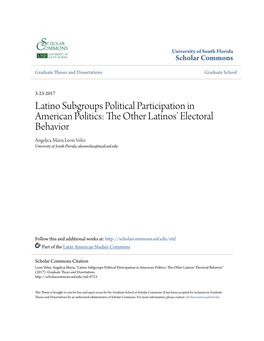 Latino Subgroups Political Participation in American Politics