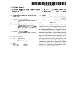 (12) Patent Application Publication (10) Pub. No.: US 2014/0274885 A1 Cong Et Al