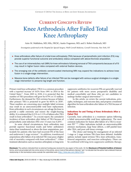 Knee Arthrodesis After Failed Total Knee Arthroplasty