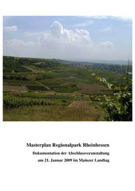 Masterplan Regionalpark Rheinhessen Dokumentation Der Abschlussveranstaltung Am 21