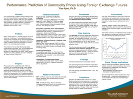 Performance Prediction of Commodity Prices Using Foreign Exchange Futures Yisa Ajao, Ph.D