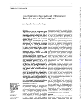 Osteophyte and Enthesophyte Formation Are Positively Associated