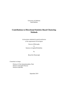 Contributions to Directional Statistics Based Clustering Methods