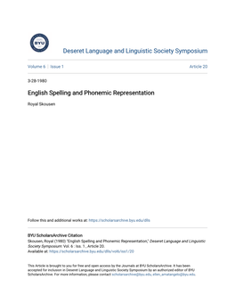 English Spelling and Phonemic Representation