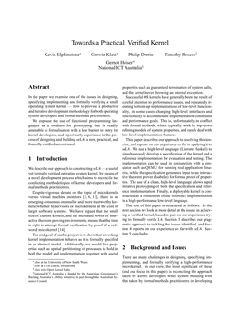Towards a Practical, Verified Kernel