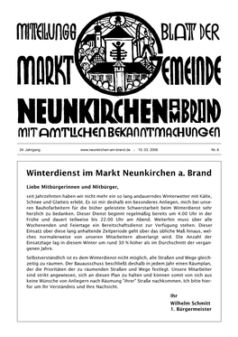 Winterdienst Im Markt Neunkirchen A. Brand
