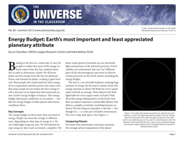 Energy Budget: Earth’S Most Important and Least Appreciated Planetary Attribute by Lin Chambers (NASA Langley Research Center) and Katie Bethea (SSAI)