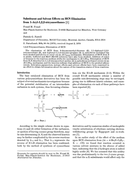 Substituent and Solvent Effects on HCN Elimination from L-Aryl-L,2,2-Tricyanoethanes [1]