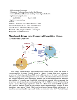 Mars Sample Return Using Commercial Capabilities: Mission Architecture Overview