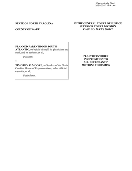 Plaintiffs' Brief in Response to All Defendants Motions to Dismiss