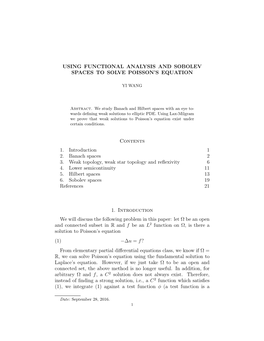 Using Functional Analysis and Sobolev Spaces to Solve Poisson’S Equation