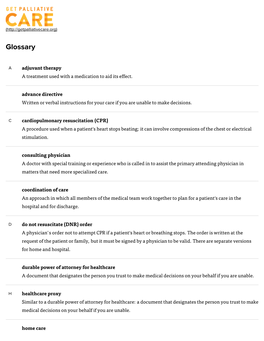 Palliative Care Glossary