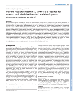 UBIAD1-Mediated Vitamin K2 Synthesis Is Required for Vascular Endothelial Cell Survival and Development Jeffrey M