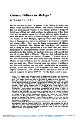 Chinese Politics in Malaya *