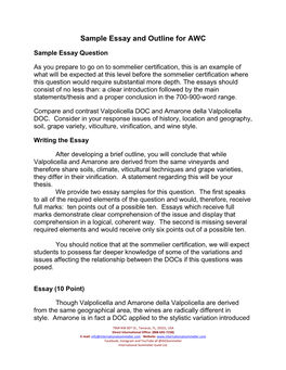 Sample Essay and Outline for AWC