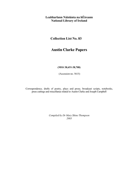 Austin Clarke Papers
