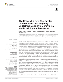 The Effect of a New Therapy for Children with Tics Targeting Underlying Cognitive, Behavioral, and Physiological Processes