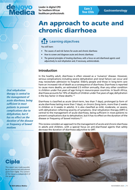 An Approach to Acute and Chronic Diarrhoea