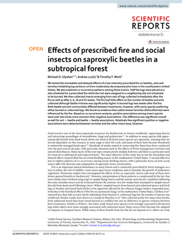 Effects of Prescribed Fire and Social Insects on Saproxylic Beetles in A