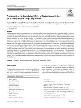 Assessment of the Cumulative Effects of Restoration Activities on Water Quality in Tampa Bay, Florida