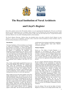 The Royal Institution of Naval Architects and Lloyd's Register
